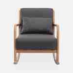 Cadeira de baloiço de design em madeira e tecido, 1 lugar, cadeira de baloiço escandinava, cinzento escuro Photo4