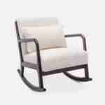 Cadeira de baloiço, tecido encaracolado branco, pernas de hevea manchadas de wengué, 1 lugar, cadeira de baloiço escandinava Photo3