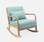 Cadeira de baloiço de design em tecido verde água e madeira - Lorens Rocking | sweeek