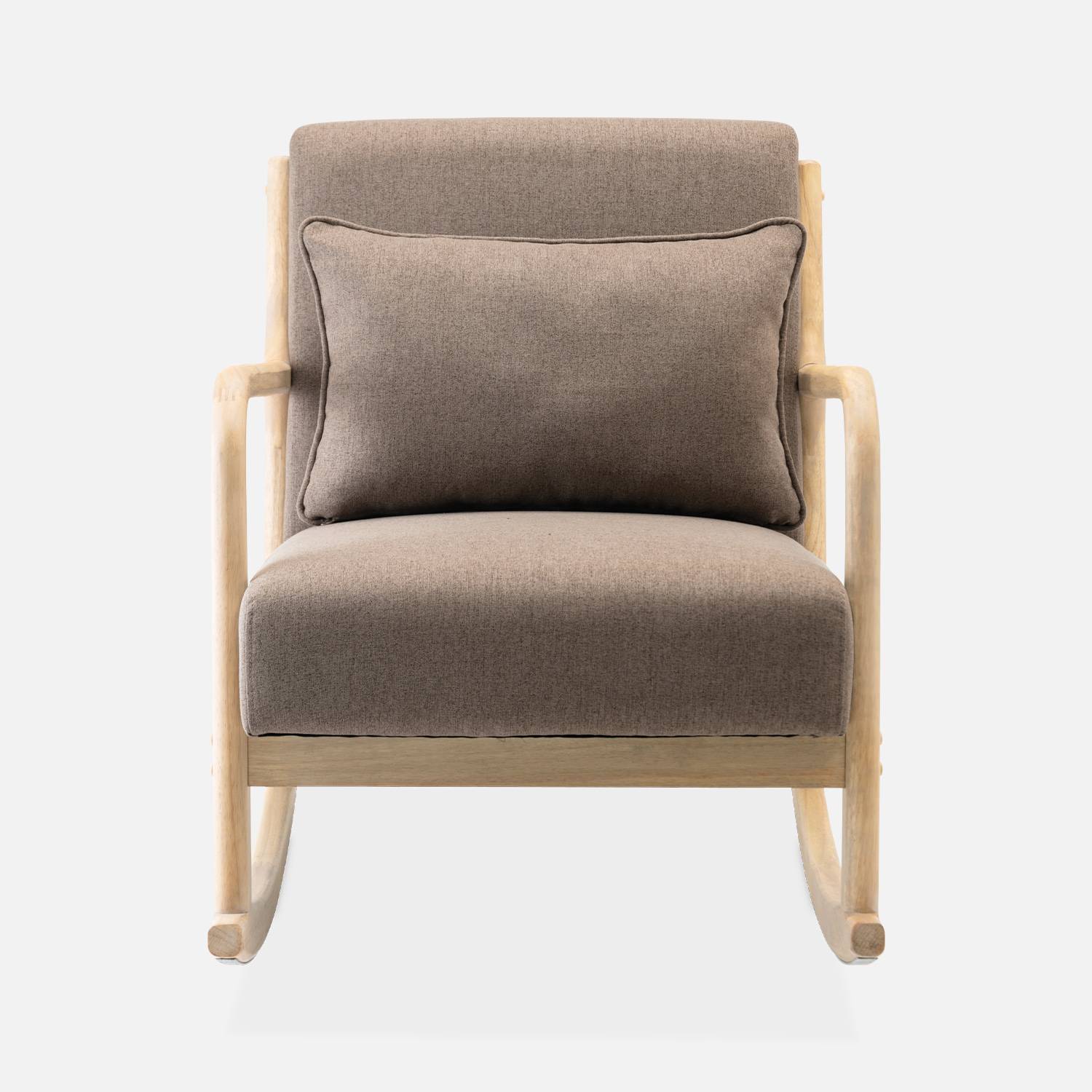 Cadeira de baloiço de design em madeira e tecido, 1 assento, cadeira de baloiço escandinava, marrom,sweeek,Photo4