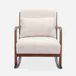 Cadeira de baloiço de design em madeira e tecido, caracóis brancos, estrutura em hevea manchada de nogueira clara Photo4