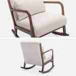 Cadeira de baloiço de design em madeira e tecido, caracóis brancos, estrutura em hevea manchada de nogueira clara Photo6