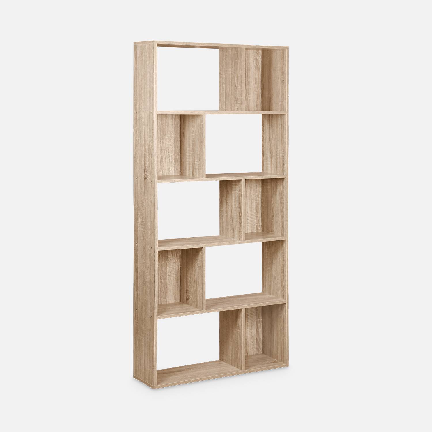 Bibliothèque design asymétrique – Pieter – 5 étagères, 10 compartiments de rangement, 83x23x173cm,sweeek,Photo3