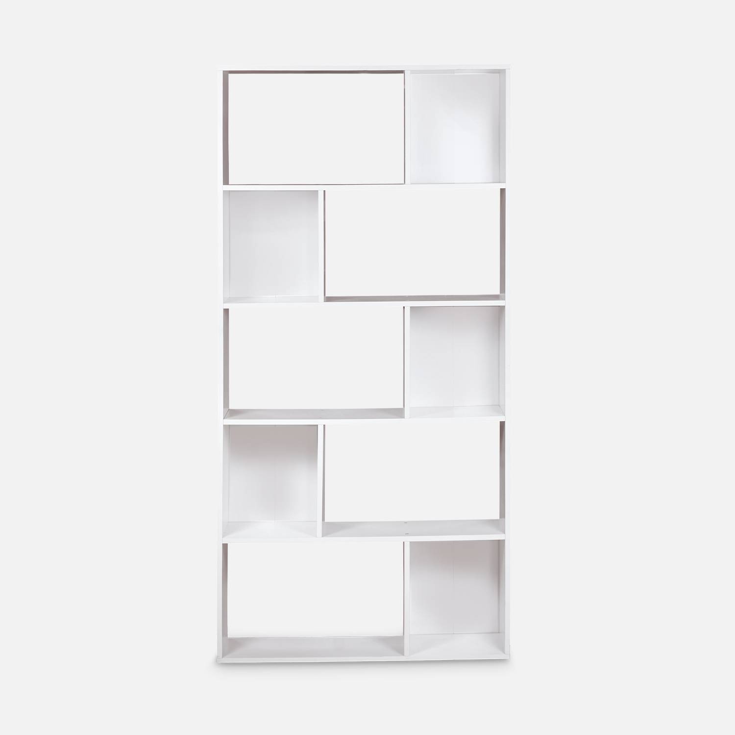 Asymmetrische design boekenkast, 5 planken, 10 opbergvakken, 83x23x173cm Photo5