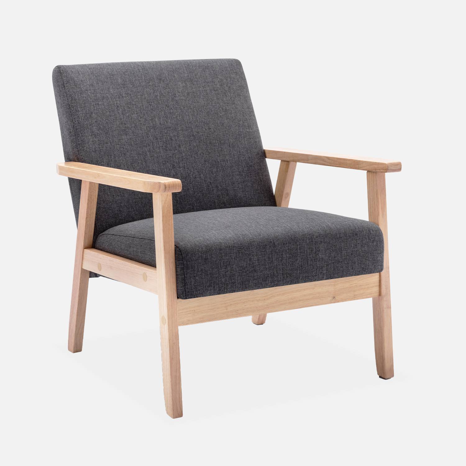 Skandinavischer Sessel aus Holz und Stoff, Dunkelgrau, Isak, B 64 x T 69,5 x H 73cm Photo2