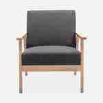 Scandinavische fauteuil van hout en donkergrijze stof, B 64 x D 69,5 x H 73cm Photo3