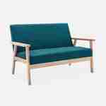 Sofa Sitzbank aus Holz und Stoff, Petrolblau, Isak, B 114 x T 69,5 x H 73 cm Photo2