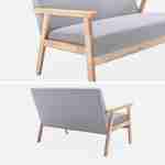 Sofa Sitzbank aus Holz und Stoff, Hellgrau, Isak, B 114 x T 69,5 x H 73 cm Photo5