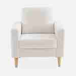 Bouclé Sessel Weiß, skandinavisches Design - Bjorn - 1 Sitzer, Fauteuil gerade mit Holzbeinen Photo5