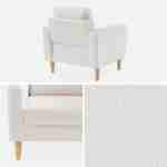Bouclé Sessel Weiß, skandinavisches Design - Bjorn - 1 Sitzer, Fauteuil gerade mit Holzbeinen Photo4