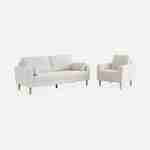 Witte fauteuil van boucléstof - Bjorn - 1-zits sofa, rechte houten poten Photo6