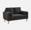 Sofá de 2 lugares em tecido cinzento escuro mosqueado, estilo escandinavo | sweeek