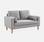 Fauteuil en tissu gris clair - Bjorn - Canapé 2 places fixe droit pieds bois, fauteuil scandinave   | sweeek