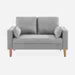 Sofá em tecido cinzento claro - Bjorn - sofá reto de 2 lugares com pernas de madeira, estilo escandinavo Photo3