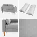2-Sitz Sofa - Bjorn 2 - Hellgrau, Gestell aus Eukalyptus, Bezug aus Polyester, Holzbeine, Sofa im skandinavischen Stil  Photo4