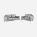 Sofá em tecido cinzento claro - Bjorn - sofá reto de 2 lugares com pernas de madeira, estilo escandinavo Photo5
