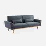 Design Sofa ausziehbar aus Stoff - Oskar - 2-3 sitzig skandinavischischer Stil mit Holzbeinen Photo3