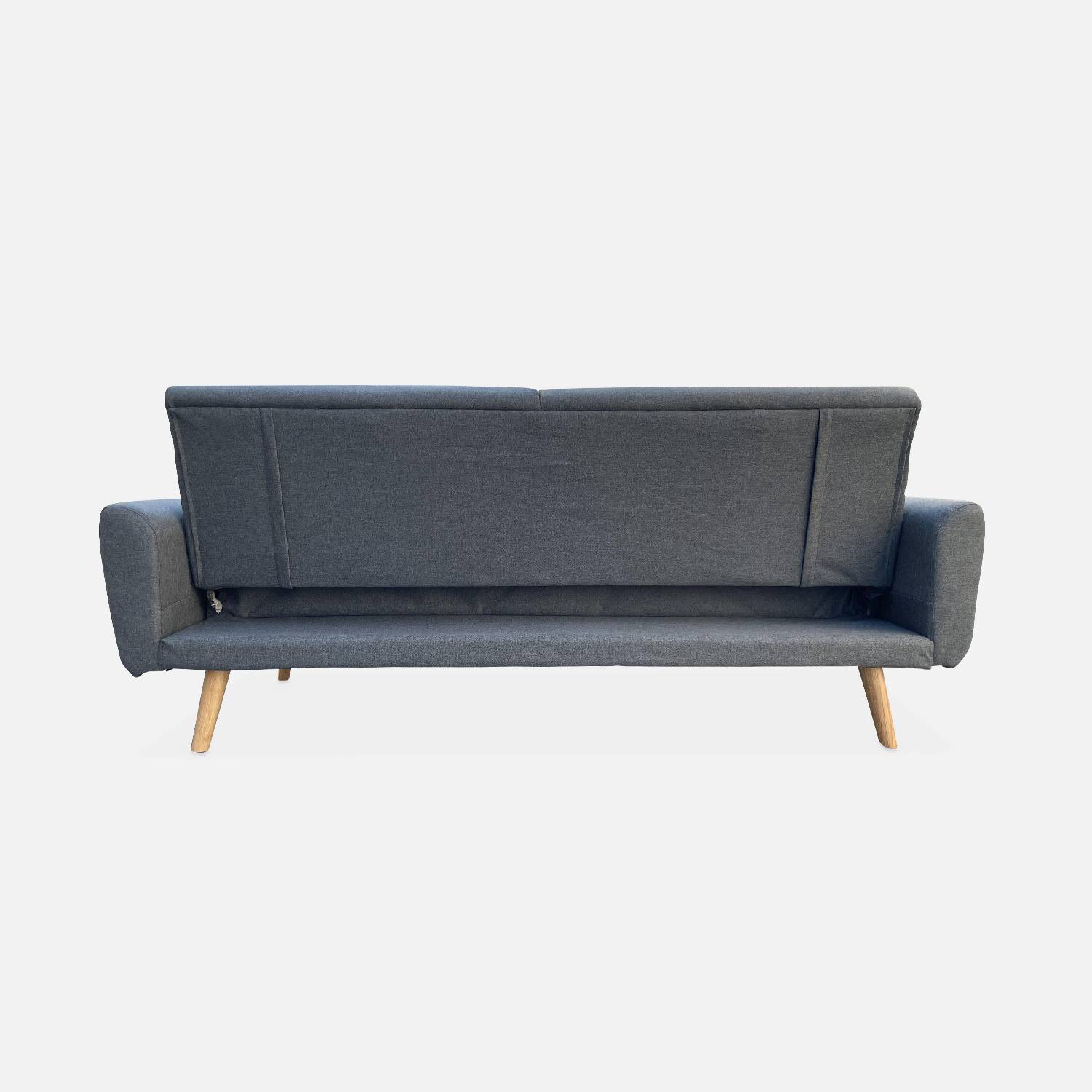 Sofá-cama de design em tecido - Oskar - 2 - 3 lugares de linhas rectas escandinavas com pernas de madeira Photo5