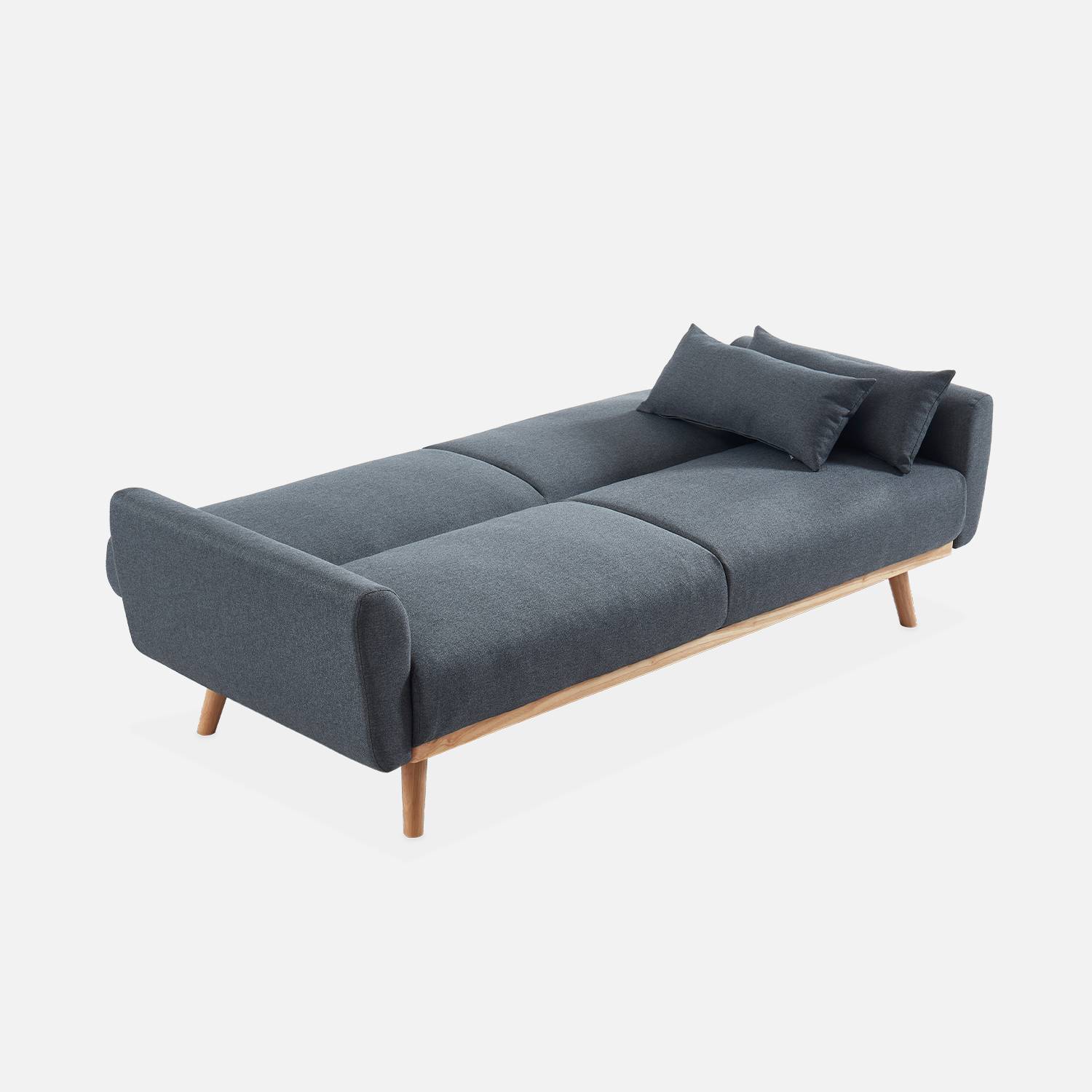 Canapé convertible design en tissu - Oskar - 2 - 3 places scandinave droit avec pieds bois,sweeek,Photo7