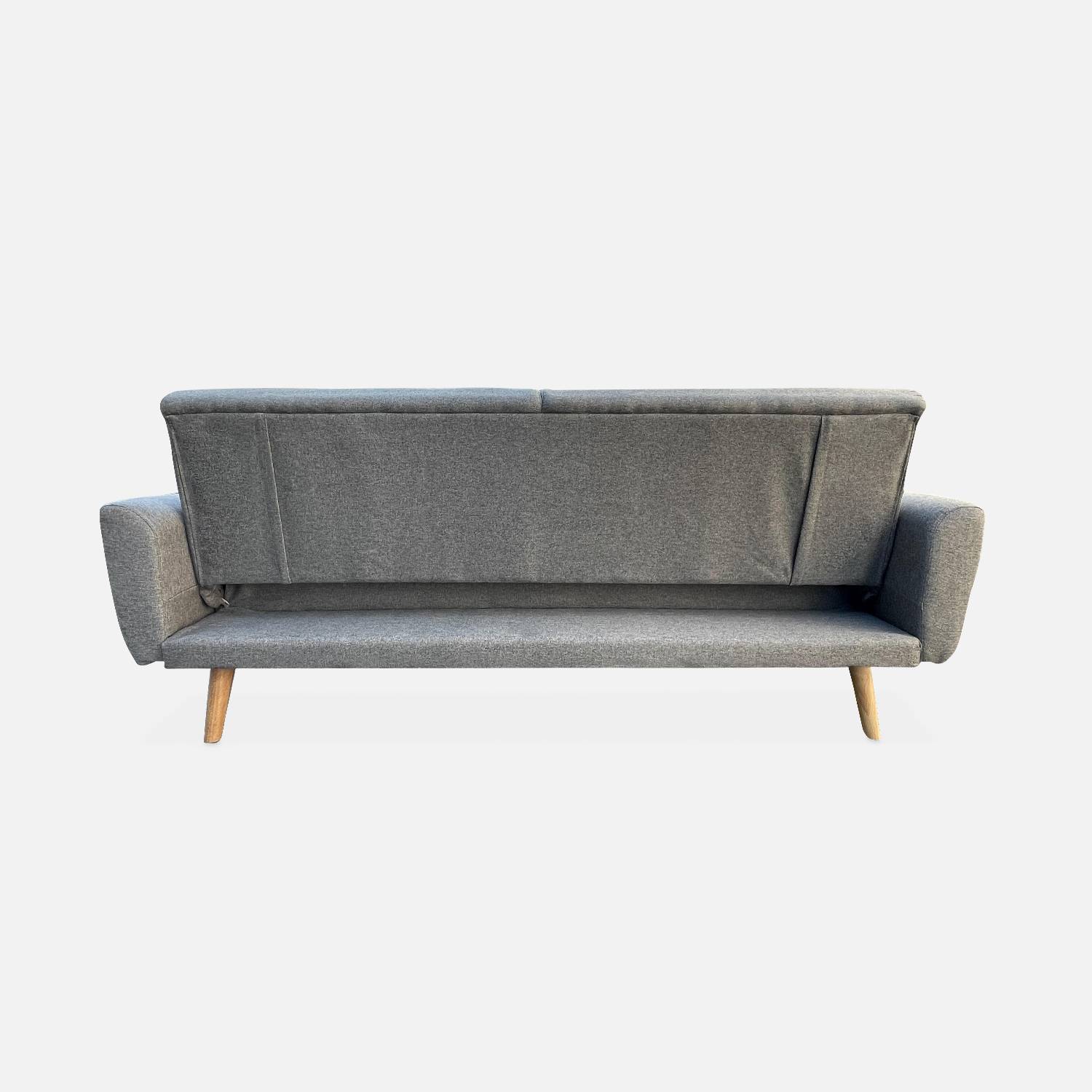 Design Sofa ausziehbar aus Stoff - Oskar - 2-3 sitzig skandinavischischer Stil mit Holzbeinen Photo5