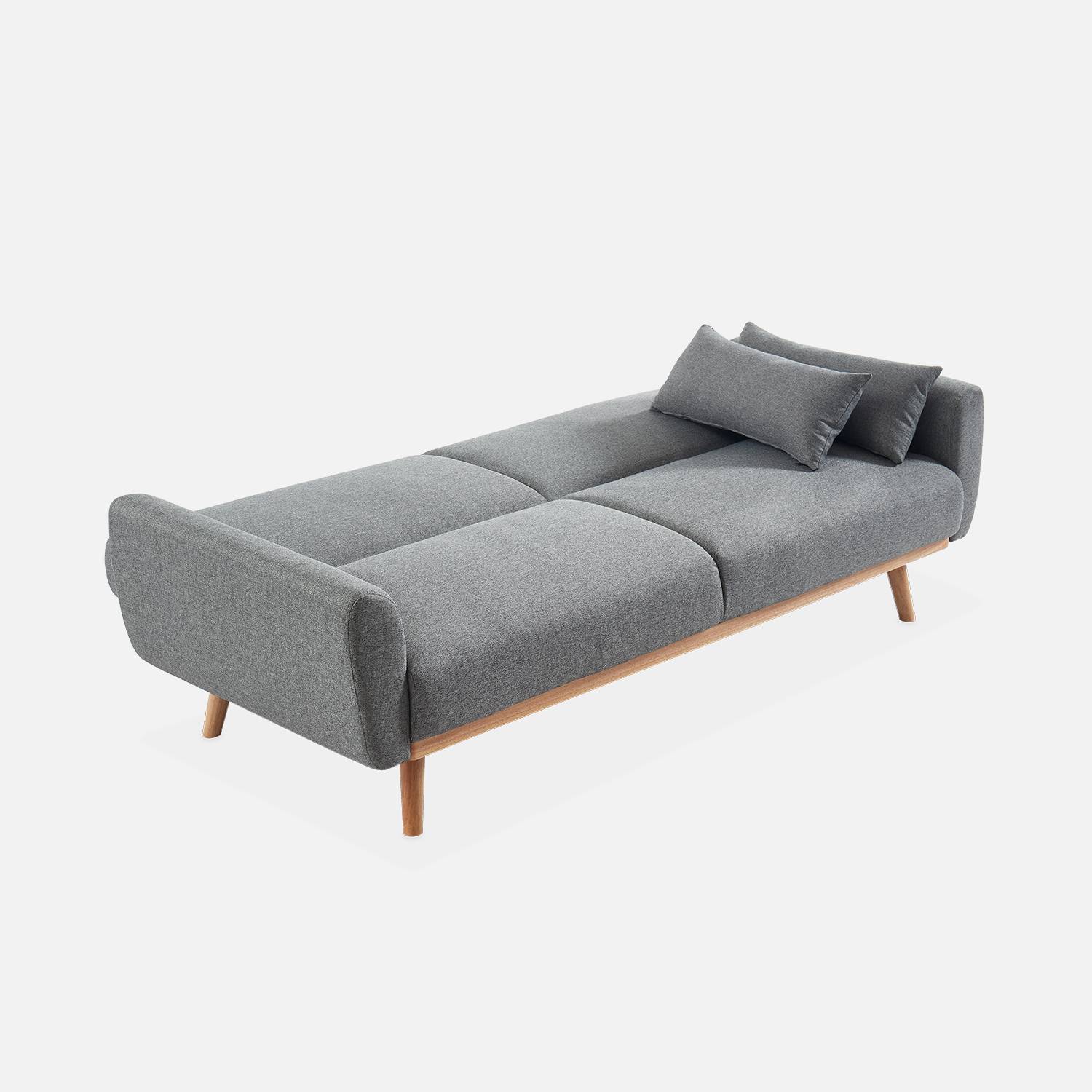 Design Sofa ausziehbar aus Stoff - Oskar - 2-3 sitzig skandinavischischer Stil mit Holzbeinen Photo6
