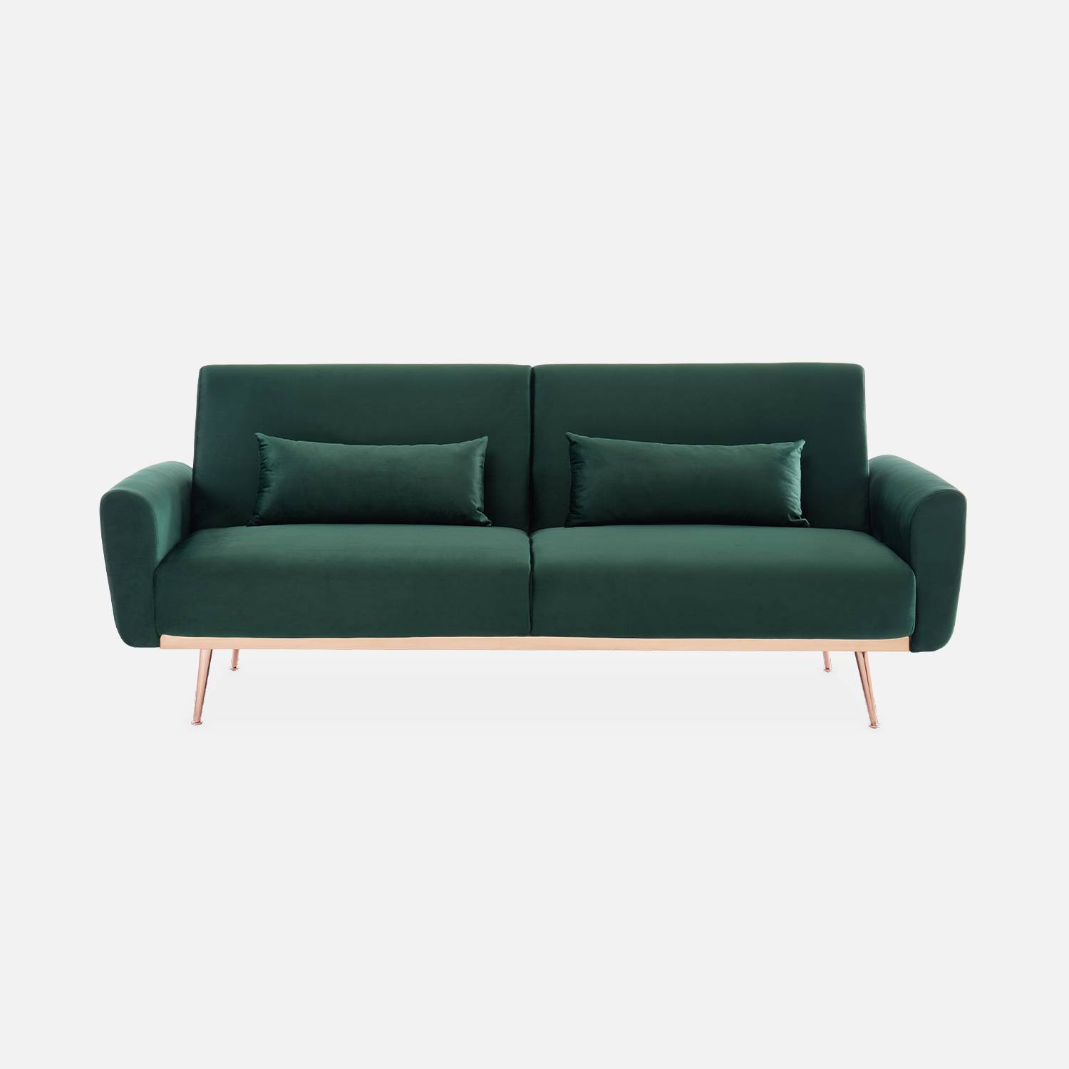 Design Sofa ausziehbar aus Samt - Oskar - 2-3 sitzig skandinavischischer Stil mit dünnen Rosa Gold Beine Photo6