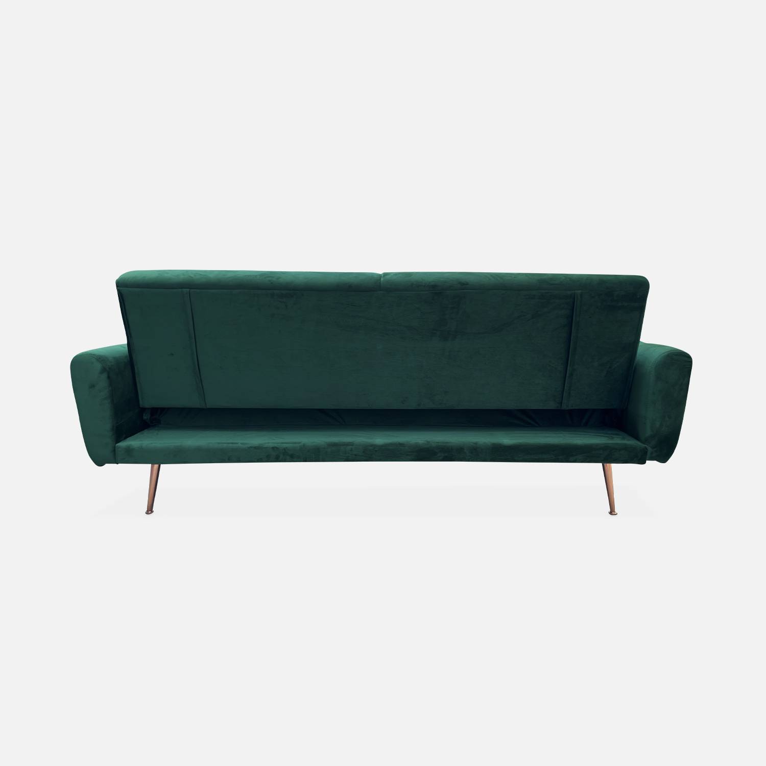 Design Sofa ausziehbar aus Samt - Oskar - 2-3 sitzig skandinavischischer Stil mit dünnen Rosa Gold Beine Photo7