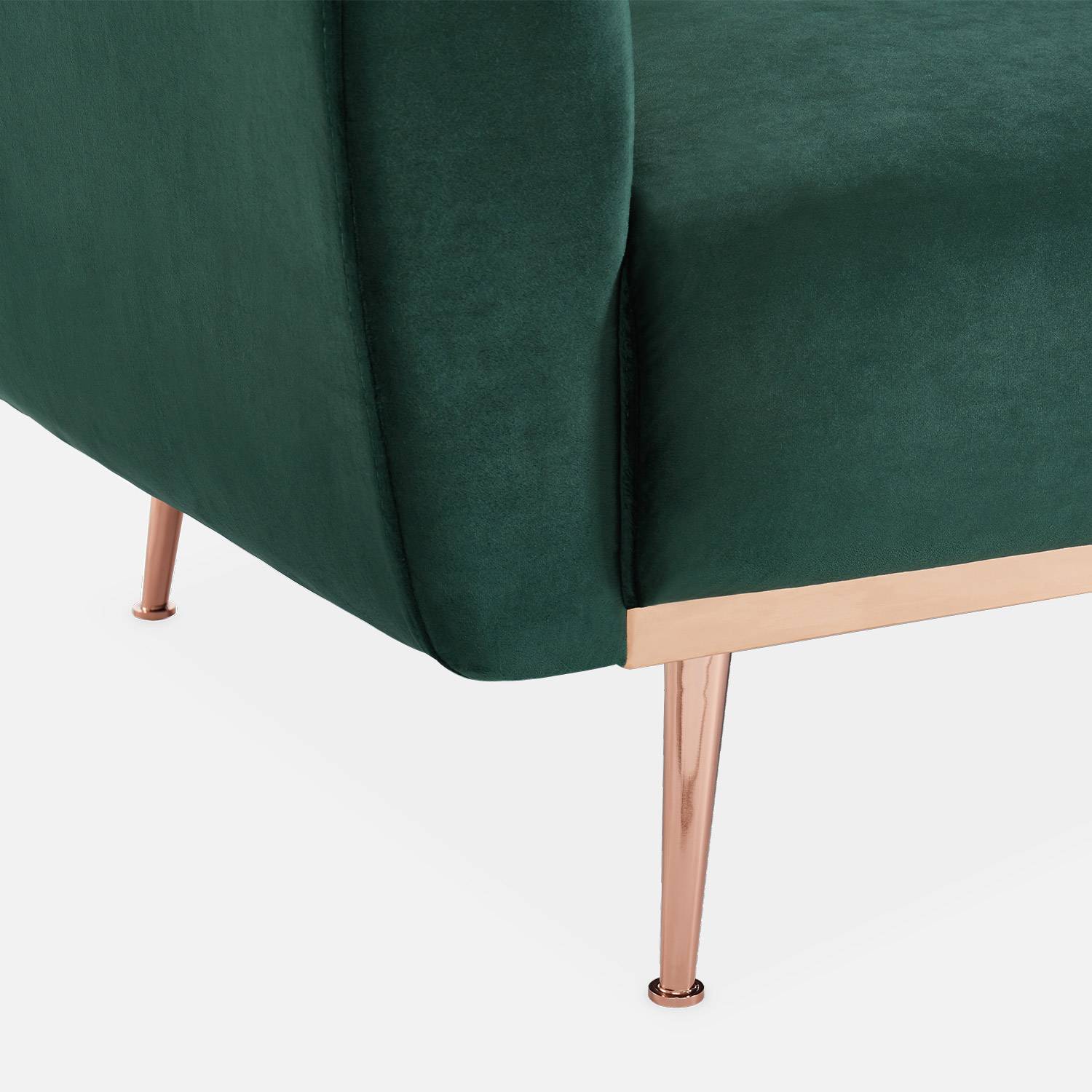 Design Sofa ausziehbar aus Samt - Oskar - 2-3 sitzig skandinavischischer Stil mit dünnen Rosa Gold Beine Photo9