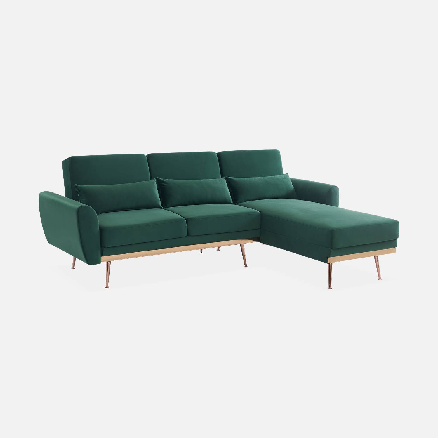 3-Sitzer Schlafsofa englischgrün mit beidseitig montierbarer Recamiere