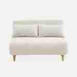Sofá cama de tejido rizado blanco - Guesta - Sofá escandinavo de 2 plazas, patas de madera oscura, asiento corrido, respaldo reclinable Photo4