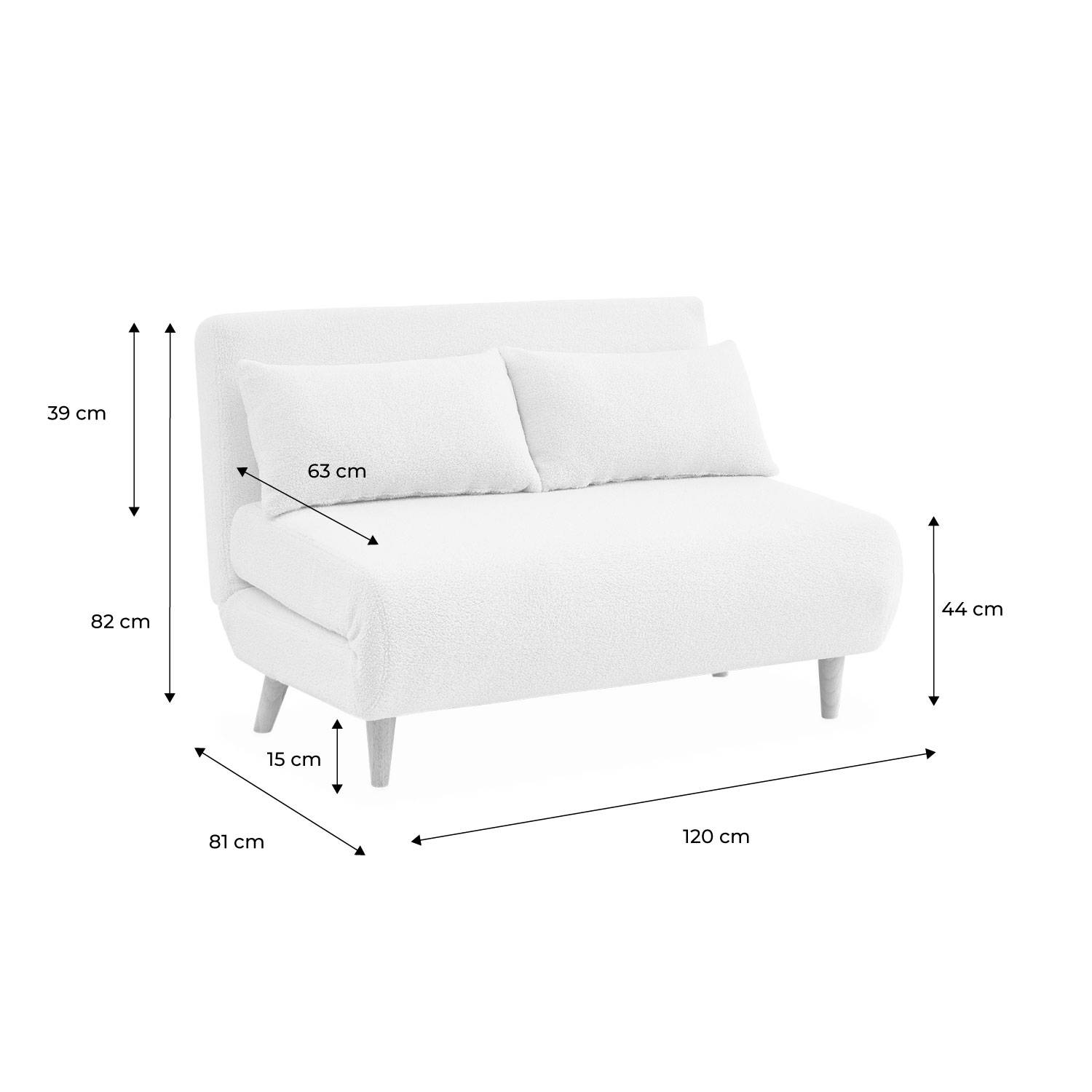 Schlafsofa mit cremefarbenem Bouclé-Stoff