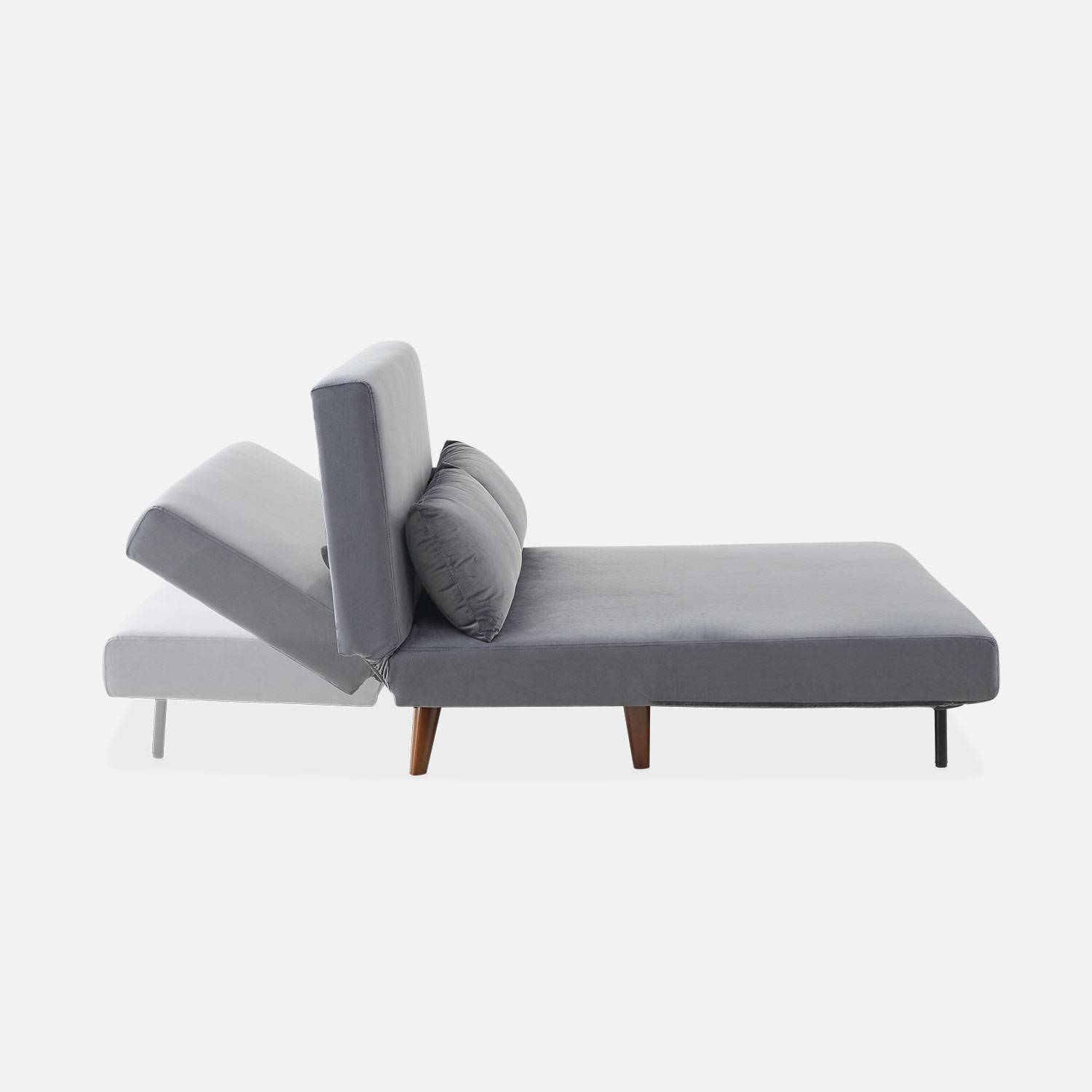 Sofá cama 2 plazas gris oscuro - Guesta - patas de madera, asiento corrido, respaldo reclinable Photo5