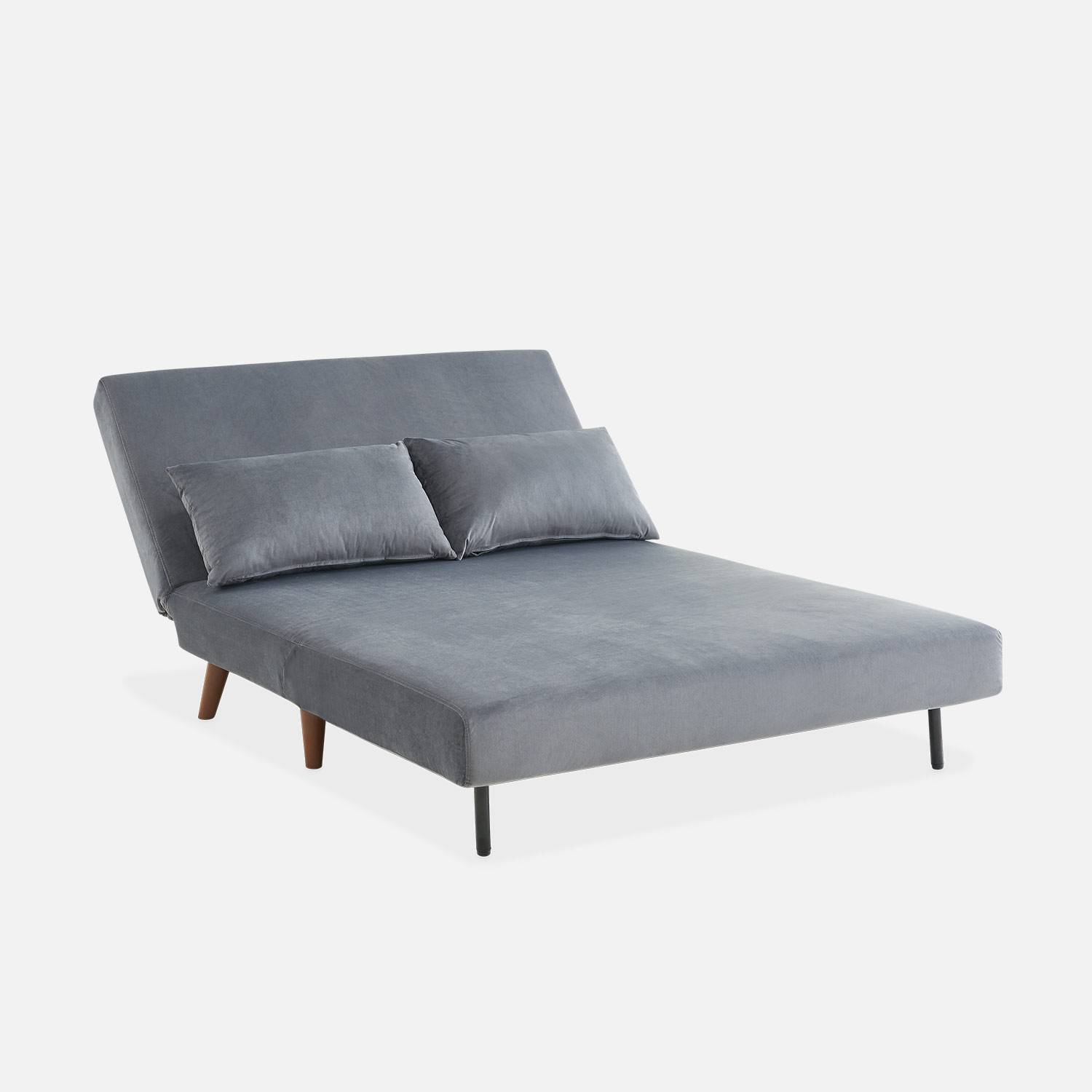 Sofá cama 2 plazas gris oscuro - Guesta - patas de madera, asiento corrido, respaldo reclinable Photo6