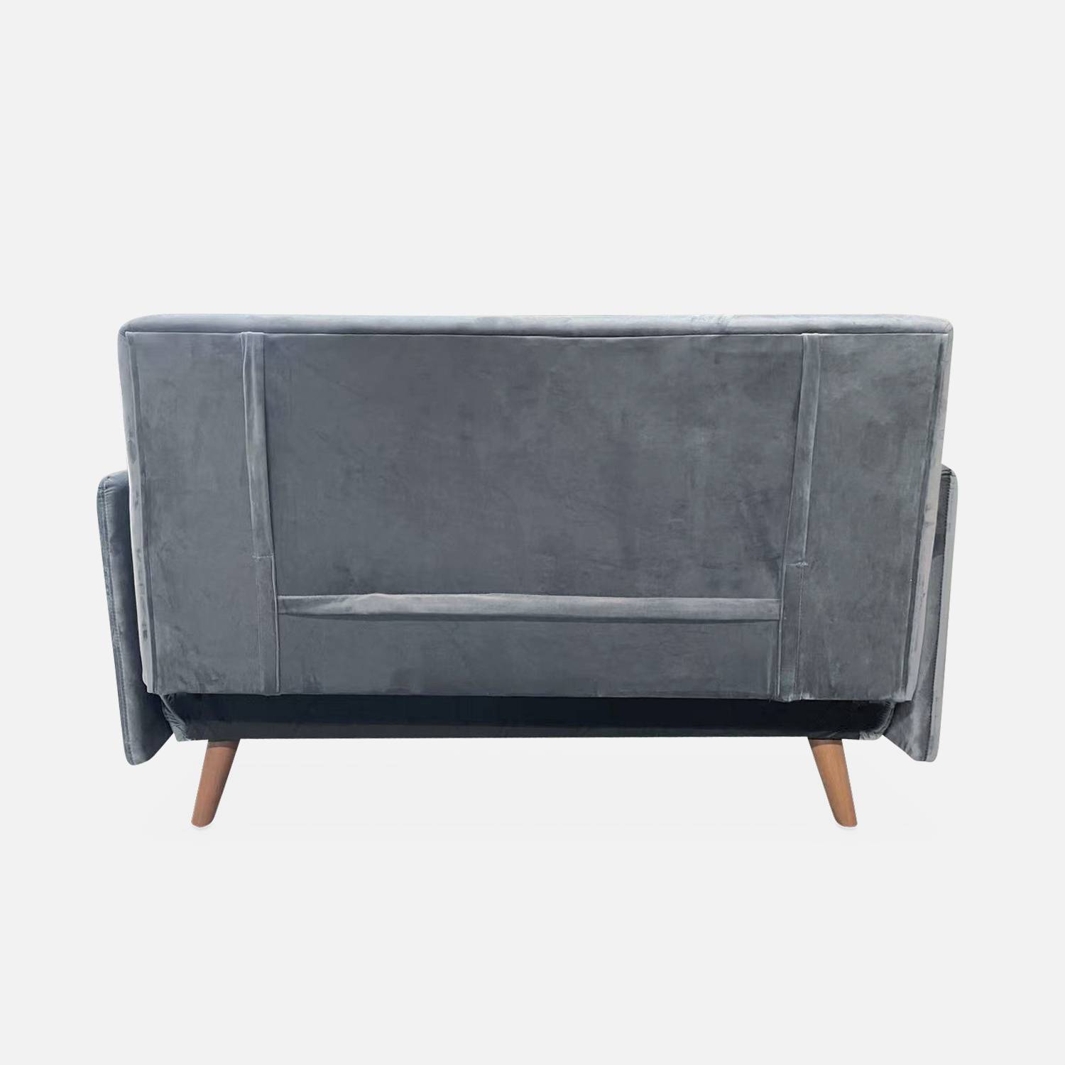 Sofá cama 2 plazas gris oscuro - Guesta - patas de madera, asiento corrido, respaldo reclinable Photo8