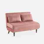 Sofá cama de 2 plazas de color rosa viejo - Guesta - patas de madera, asiento de banco, respaldo reclinable Photo3