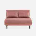 Sofá cama de 2 plazas de color rosa viejo - Guesta - patas de madera, asiento de banco, respaldo reclinable Photo4