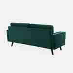 3-sitziges skandinavisches Sofa aus englischem grünem Samt, schwarze Holzbeine Photo5