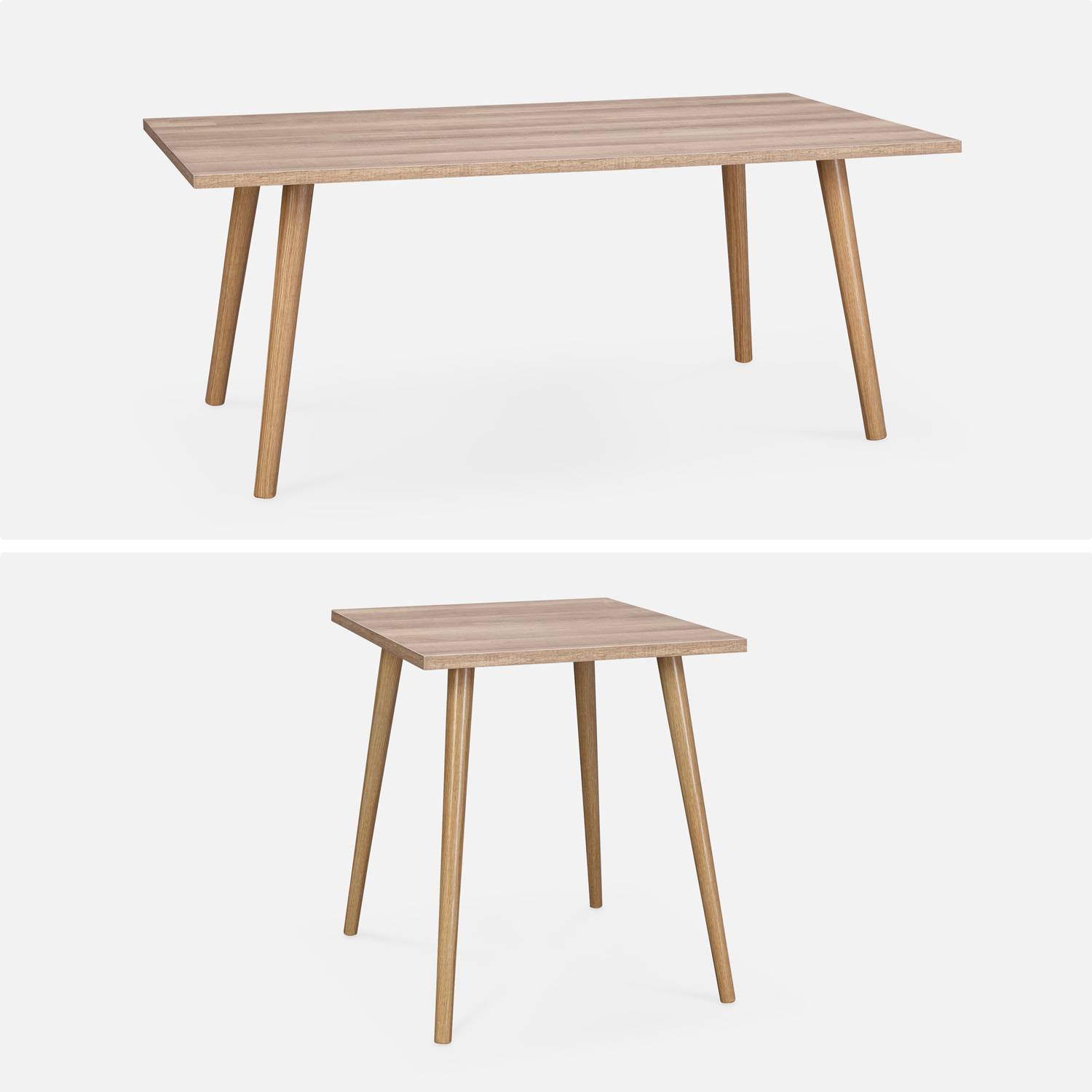 Pair of Scandi-style side tables, 110x59x45.5, 45x45x42.5cm, Scandi, Natural wood colour,sweeek,Photo5