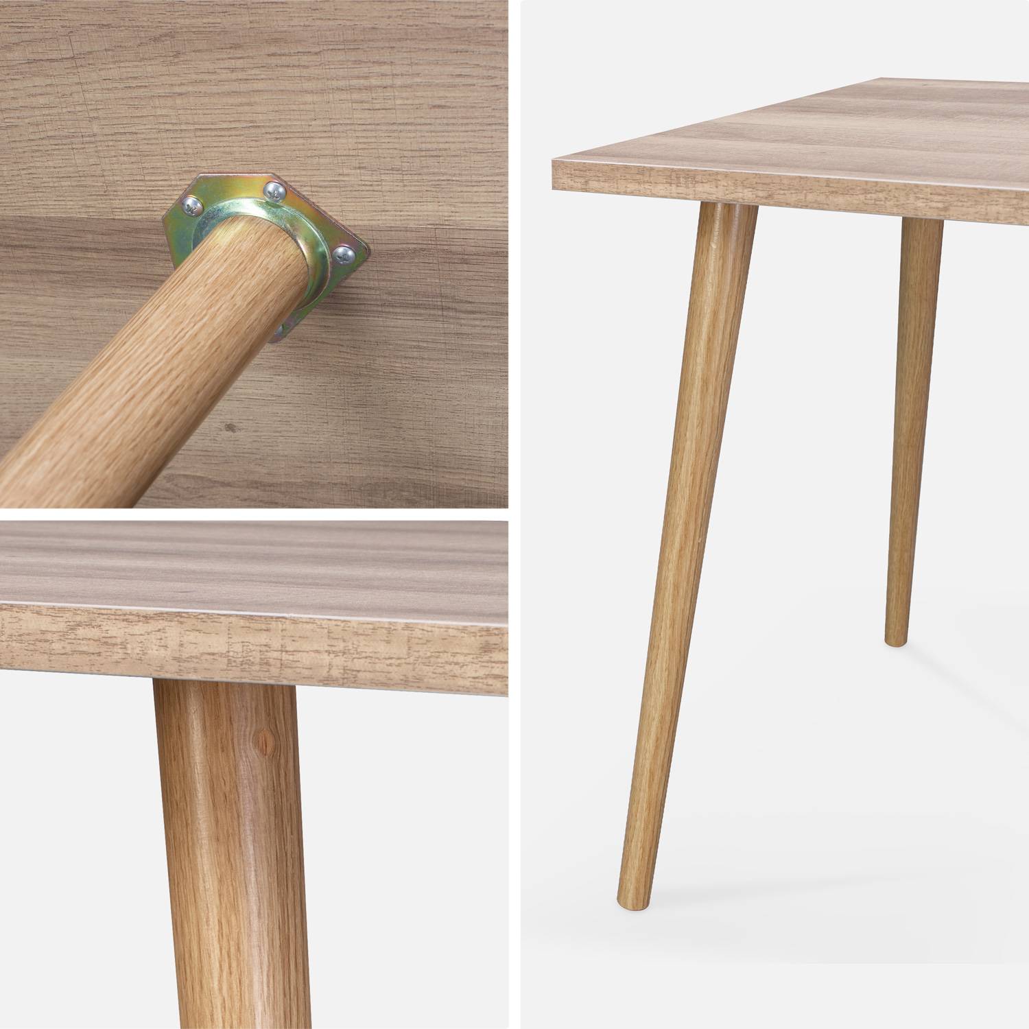 Pair of Scandi-style side tables, 110x59x45.5, 45x45x42.5cm, Scandi, Natural wood colour,sweeek,Photo6