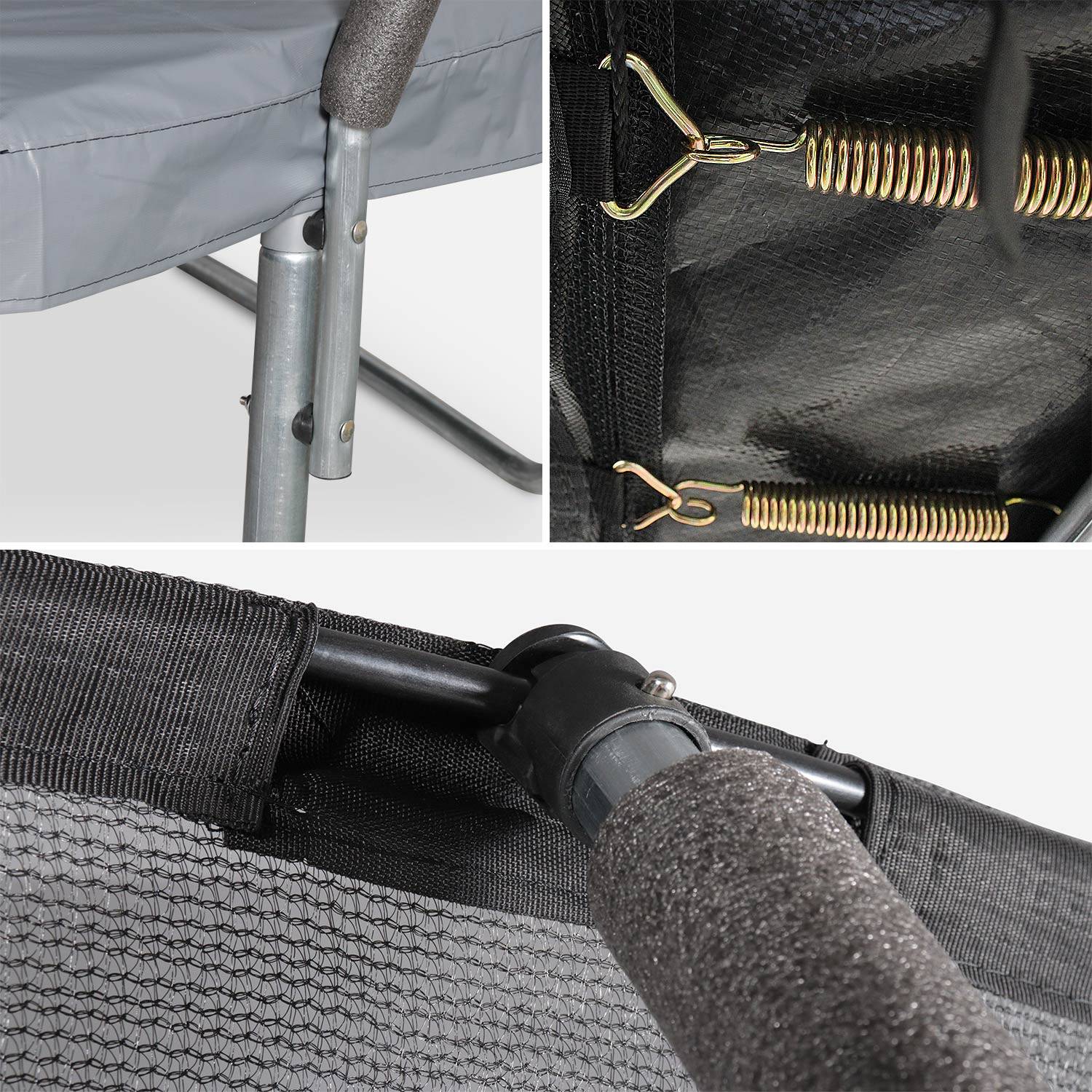 Tappeto elastico e kit accessori con rete di protezione interna, 3.05m Grigio - 303x303x76 cm,sweeek,Photo5