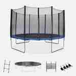 Ø13ft trampoline with accessory kit, shoe organiser, ladder, rain cover, safety net and anchoring kit Photo1