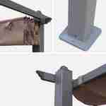 Aluminium-Pergola - Condate 3x3m - Taupe Stoff - Laube ideal für Ihre Terrasse, verstellbares Dach, Stoff-Faltdach, Aluminiumgestell Photo4