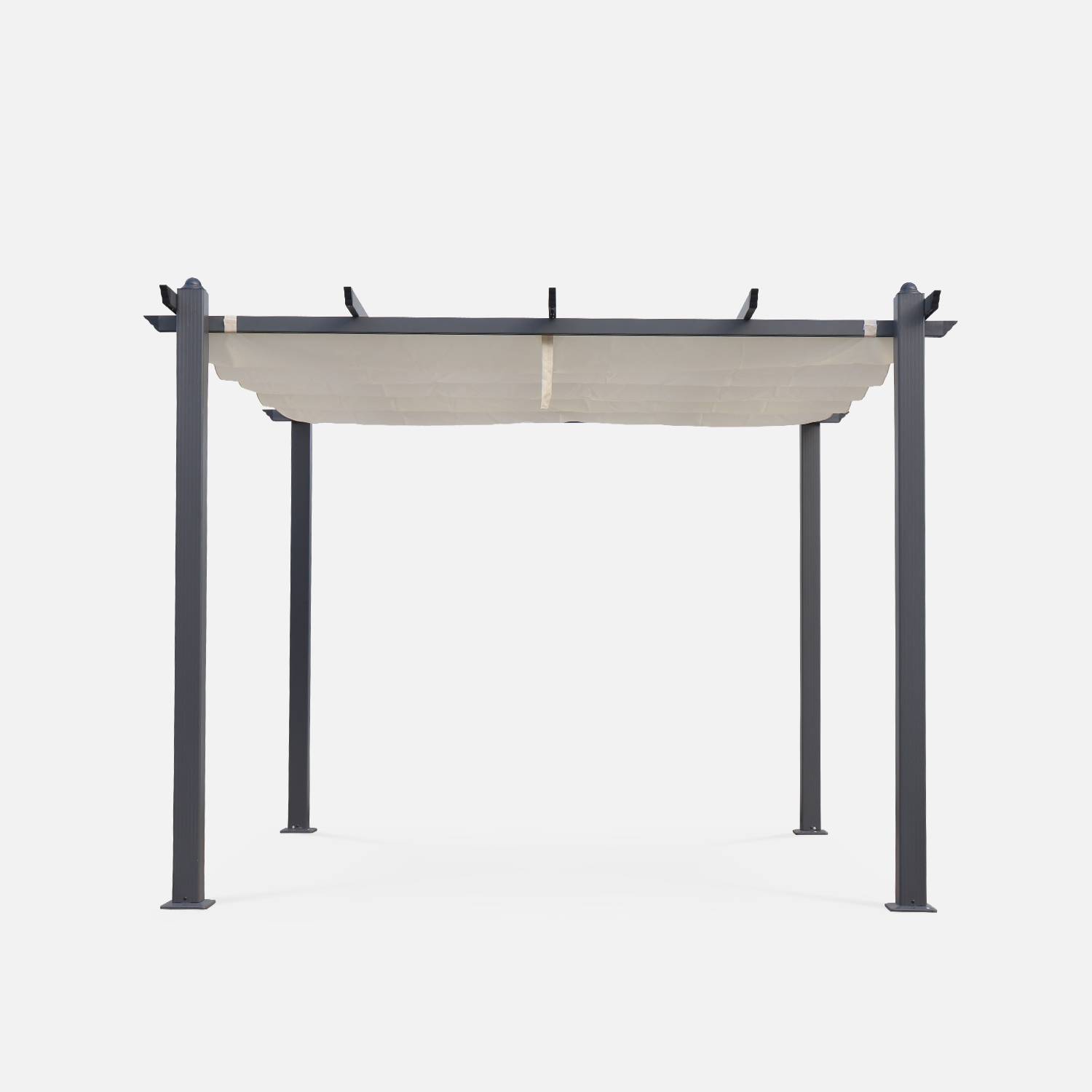 Pérgola 3x3m de aluminio con cubierta deslizante, Condate, Crudo, 303x298x255 cm,sweeek,Photo2