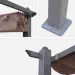 Aluminium-Pergola - Condate 3x4m - Grau Stoff - Laube ideal für Ihre Terrasse, verstellbares Dach, Stoff-Faltdach, Aluminiumgestell Photo4