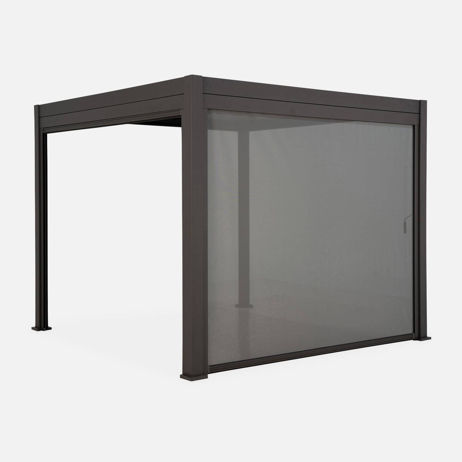 Pergola bioclimatica grigio antracite - Triomphe - 300x400cm, alluminio, con lamelle orientabili + tenda da 400cm,sweeek,Photo3