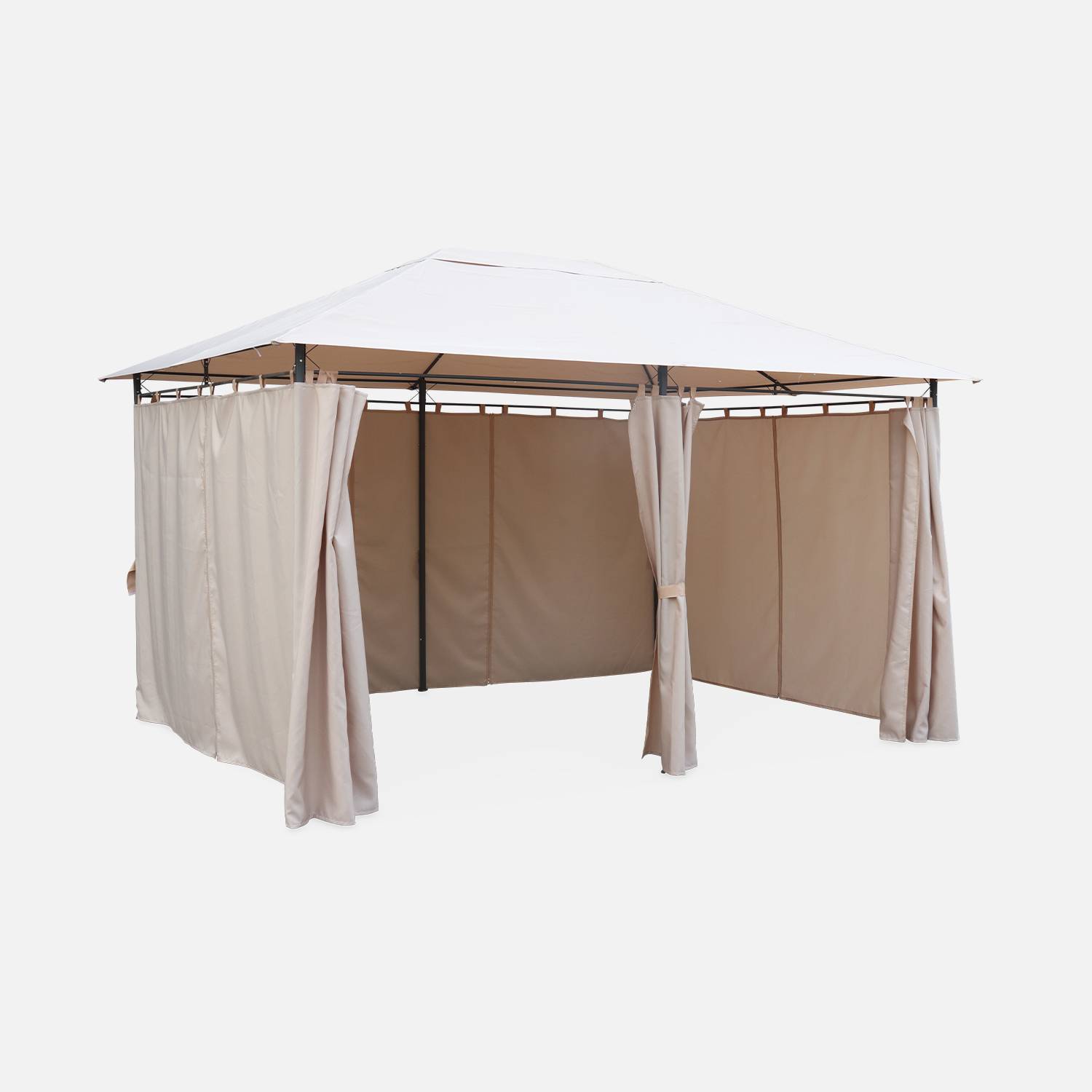 Heavy duty 3x4m gazebo with curtains - Garden tent with curtains - Divio - Beige Photo2