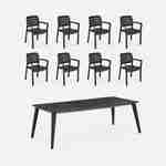 Table de jardin graphite, avec rallonge en résine de synthèse, Lima 240, Rectangulaire, 160 à 240cm + fauteuils de jardin empilables Tisara  Photo1
