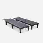 Pair of plastic loungers with textured wood effect - Pia - Anthracite Photo3