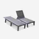 Pair of plastic loungers with textured wood effect - Pia - Anthracite Photo4