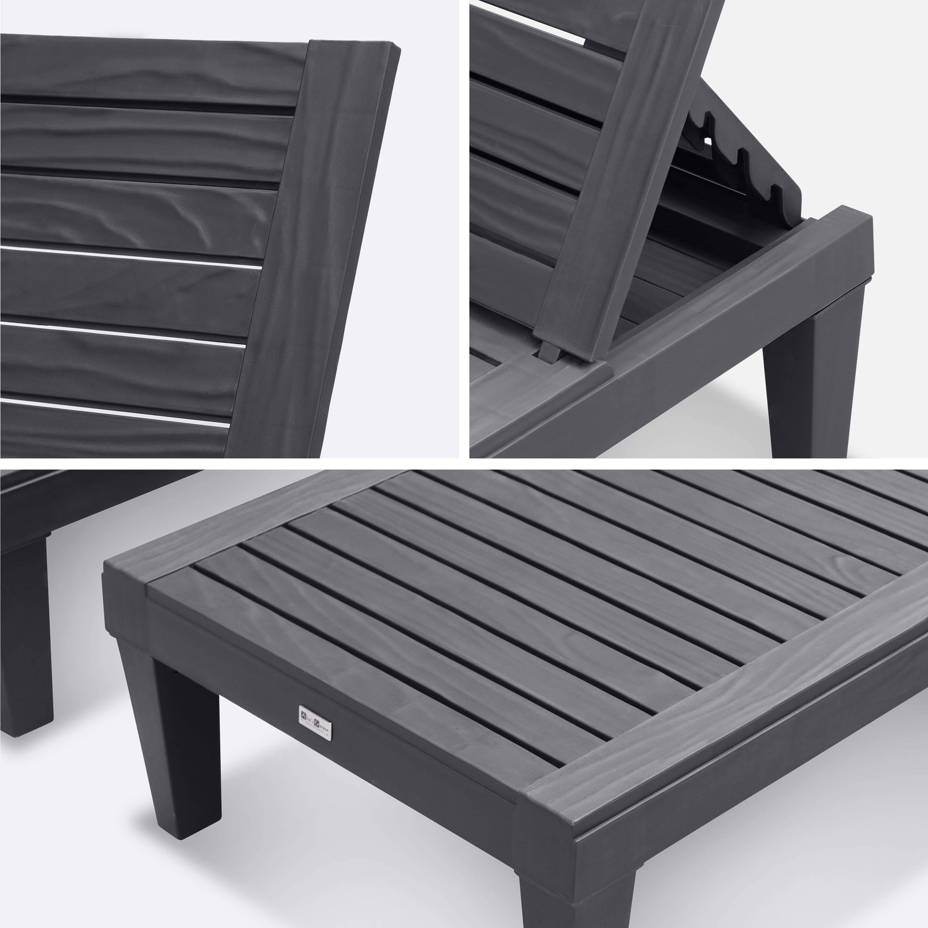 Set van 2 ligstoelen, PIA, ligstoel met verschillende standen, van kunststof, zwart,sweeek,Photo5